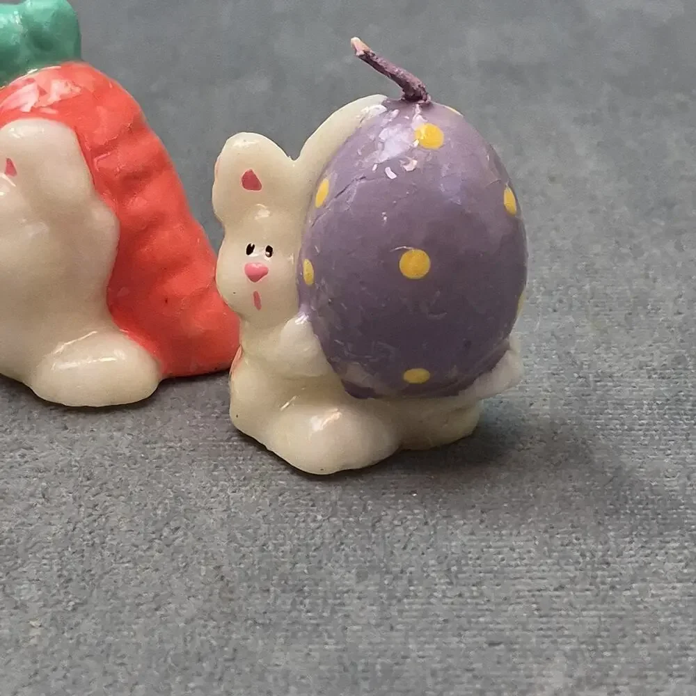 RUSS Lot of 6 Vintage Easter Bunny Wax Mini Candles Unused 2